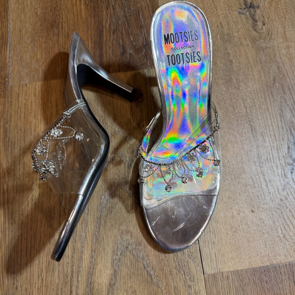 Vintage Y2K Cinderella Heels Clear Heeled Sandals Y2K High Heels Fairy Prom - Picture 12 of 14